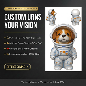Urne funéraire en céramique pour animaux de compagnie, design astronaute, personnalisable, gravée, conteneur de crémation scellé pour petits et moyens animaux, urne commémorative - Product Image 1