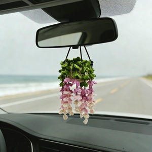 Panier suspendu en crochet fait main pour plantes/fruits, pendentif de voiture pour rétroviseur, <span class=keywords><strong>roses</strong></span> de la Saint-Valentin, produit transfrontalier très vendu - Product Image 2