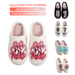<span class=keywords><strong>Ciabatte</strong></span> Personalizzate Invernali Comode in Cotone con Fiocco a Cuore per San Valentino di Coppia, per Lei e per Lui, Regalo per Donne e Uomini - Product Image 1