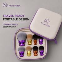 Ensemble de pinceaux de maquillage professionnels vegan en soie de maïs antibactérienne jaune, portable, pour voyage, avec étui personnalisé, marque privée OEM/ODM