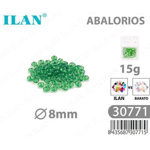 Ilan Abalorios Perline sfaccettate verdi da 8 mm 15 g per la creazione di gioielli - Product Image 1