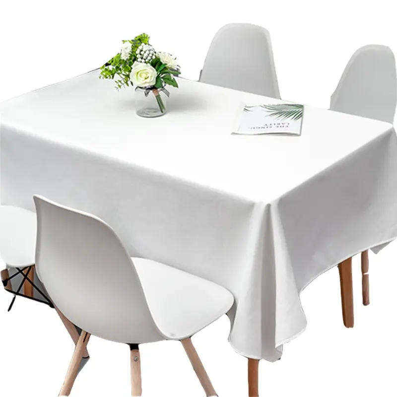Custom Spandex Rectangle Polyester White Tablecloths Banquet Wedding Decoration Table Cloths