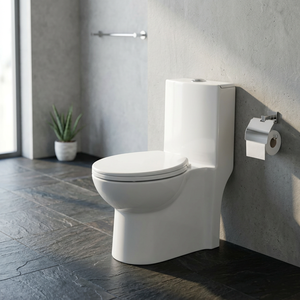 WC monobloc en céramique blanche Vistaar avec réservoir encastré, jet siphonique, double chasse, économie d'eau, toilette à poser au sol - Product Image 2