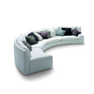 أثاث غرفة معيشة فاخر خفيف أريكة من الجلد الأبيض أريكة منحنية بيضاوية دائرية نصف دائرية على شكل حرف U أريكة بن بن - Product Image 4