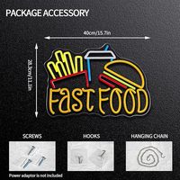 Individuelles LED-Neonschild Fast Food/Logo/Text USB-Betrieben Dimmbar 5 Helligkeitsstufen Acryl 3D-Schild für Essensstand Restaurant Heim-Dekoration