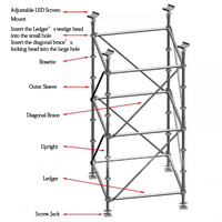 Support à manivelle modulaire léger pour éclairage de scène, hauteur réglable, barre transversale intérieure/extérieure, capacité de charge 80 kg