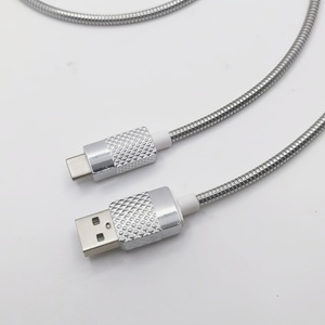 สาย USB สำหรับชาร์จ3A ทำจากซิงค์อัลลอยพร้อมสปริงสีเงิน - Product Image 1