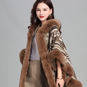 Châles et étoles pour femmes, <span class=keywords><strong>cape</strong></span> en fourrure luxueuse pour femmes, châle chaud pour l'hiver, cadeau de Noël, étole à capuche pour l'automne et l'hiver - Product Image 4