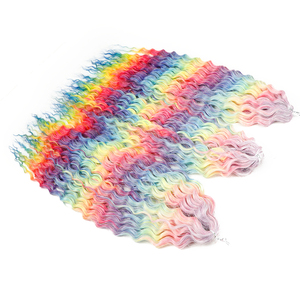 22 pouces 300g <span class=keywords><strong>ARIEL</strong></span> pour Ombre arc-en-ciel couleur Crochet Extensions vague d'eau tressage lâche boucle profonde haute température Fiber haute - Product Image 2