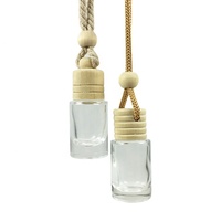 Bouteille de parfum de voiture en verre ronde de 7 ml, 8 ml, 10 ml, bouteille diffuseur vide à suspendre, bouteille de désodorisant de voiture carrée