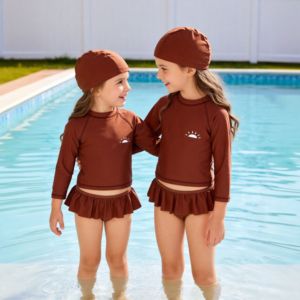 <span class=keywords><strong>Maillot</strong></span> de <span class=keywords><strong>bain</strong></span> à manches longues pour bébé <span class=keywords><strong>fille</strong></span>, ensemble 3 pièces, protection solaire UPF 50+, avec chapeau et bikini à volants, pour l'été - Product Image 1