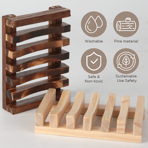 מגש סבון טבעי כפרי אקולוגי בעל רחצה סבון בעבודת יד למים טוגנים צלחת סבון עץ אורן עץ לשומר אמבטיה לכיור - Product Image 4