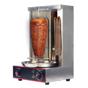 2 Branders Elektrische Verticale Rotisserie Kippengrill Automatische Roterende Vleesproduct Maken Mini Shoarma Machine Elektronisch