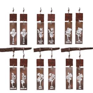 Pendientes acrílicos Flor de nacimiento flor Dios geométrico Rectangular Patchwork colgante pendientes para mujer Uionen 813 - Product Image 3