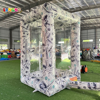 Cabine gonflable personnalisée en forme de dollar américain pour attraper l'argent, cube attrape-argent gonflable résistant au vent pour jeux publicitaires et événements festifs