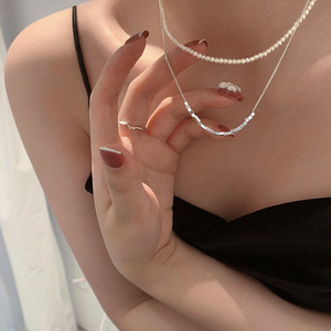 Geometric Block Patchwork Necklace For Women Zinc Alloy Clavicle Chain Party Minimalist Design Simple Neck Chain - Product Image 1