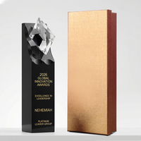 Trophée en cristal personnalisé, base noire, pilier transparent, gravé, plaque de reconnaissance des réalisations d'entreprise, cadeaux personnalisés