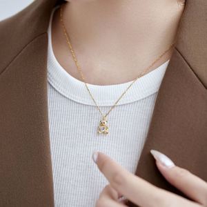 Dylam <b>Cute</b> Fine Fashion Jewelry 18K Gold Plated 925 Sterling Silver 5A Cubic Zirconia <b>Bear</b> Pendant Necklace - Product Image 5