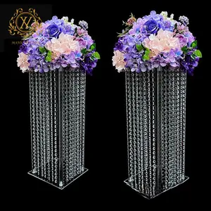 Fournitures de mariage pendentif en acrylique centres de table pour mariage décoration de table support de fleurs en cristal transparent support de route