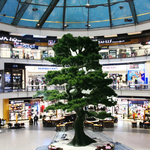 Alta qualità 4m di altezza grande verde fatto a mano artificiale per interni Bonsai pino ecologico in fibra di vetro + pianta in plastica