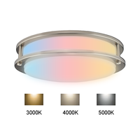 Lustre encastré à double anneau LED en plastique homologué ETL, style moderne minimaliste, IP44, pour chambre à coucher