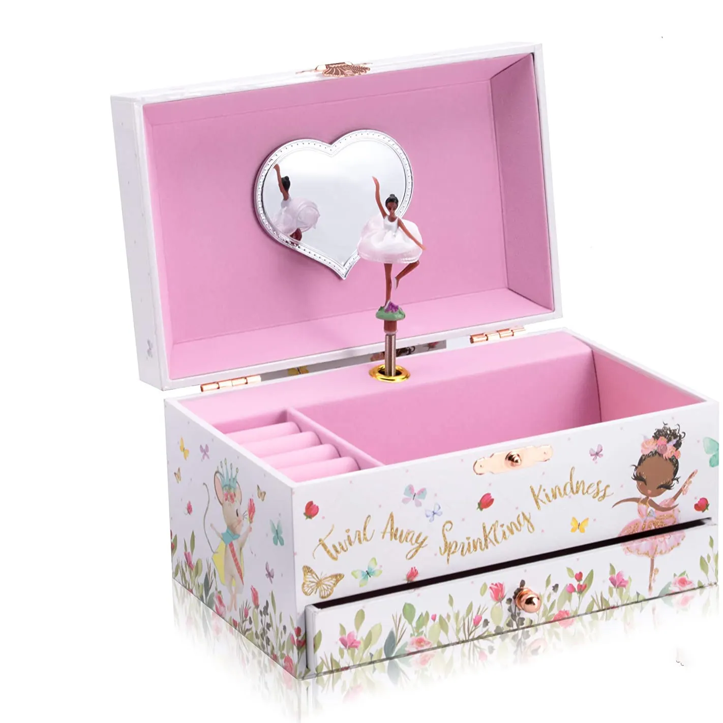 wholesale custom sample pape gift box Rotating dream Music Box Ballerina Jewelry Boxes Gift for Birthday present