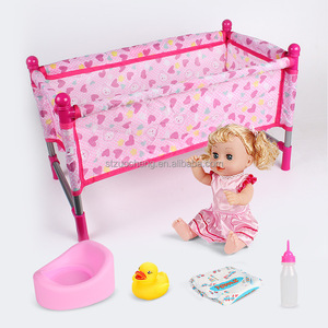 En stock : Jouet poussette pour poupée en plastique et métal, fauteuil de repas pour bébé, chaise berçante, <span class=keywords><strong>lit</strong></span> balançoire, jouet de simulation - Product Image 3