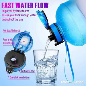 Jarra de Agua Grande de 1 Galón con Boca Ancha, Personalizada para Venta al por Mayor, con Marcador de Tiempo Motivacional, Pajita, a Prueba de Fugas, Libre de BPA, para Gimnasio - Product Image 3