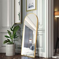 Miroir sur pied arqué avec cadre métallique fin pour chambre, salon, entrée, dressing - Vente en gros