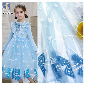 YX2672 تصميم جديد الأميرة المجمدة إلسا تول فستان أطفال قماش أزور لمعان تعويض - Product Image 1