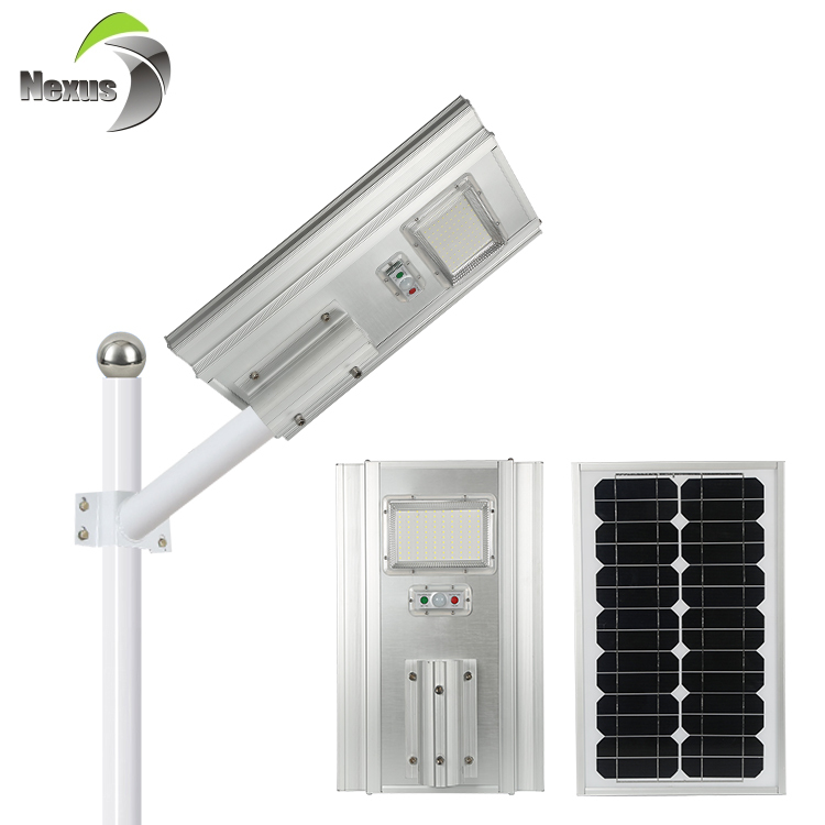 Bonne résistance à la chaleur en plein air automatique ip65 100w 200w 300w tout en un solaire a mené le réverbère
