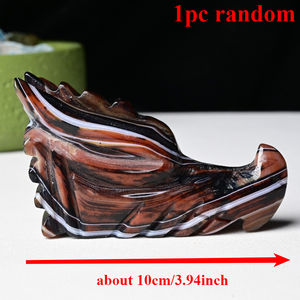 Venta al por Mayor de Cabezas de Dragón de Ágata Natural Talladas a Mano y Pulimentadas, Negras y Rojas, de 10 cm, Artesanía de Piedra Feng Shui, Decoración para el Hogar, Regalo - Product Image 2
