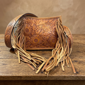 Sac bandoulière bohème en cuir de vachette tressé à la main motif tournesol avec long pompon, fait sur mesure – Meilleure vente - Product Image 2