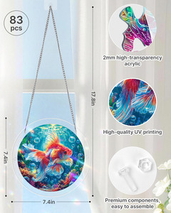 Goldfish <b>Acrylic</b> Jigsaw Puzzle Suncatcher with <b>Frame</b> DIY Assembly Irregular Pieces Window Sun Catcher Home Wall Decor - Product Image 2