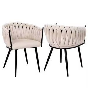 Muebles de comedor tejidos para interiores de fábrica, sillón cómodo, silla <span class=keywords><strong>con</strong></span> forro de terciopelo <span class=keywords><strong>con</strong></span> patas de metal - Product Image 2