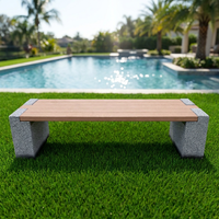 Banc de jardin moderne en HDPE avec cadre en marbre, durable et écologique, 3 places, pour parc et jardin