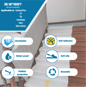 Film de protection temporaire auto-adhésif pour sols, tapis, surfaces de carrelage, pour la décoration de la maison, tailles personnalisées - Product Image 3