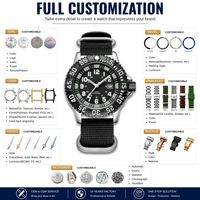 Montre de sport à quartz personnalisée avec logo de marque, vente en gros d'usine, avec index lumineux, étanche 50M, mouvement japonais Miyota