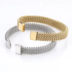 2024 Wholesale Custom Stainless Steel Bracelet Permanent Cuff Cable Twisted Jewelry for Women Gold Gift