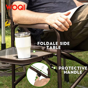 Chaise de camping pliante d'extérieur Woqi avec table latérale, structure en aluminium, tissu Oxford, chaise de directeur de jardin - Product Image 2