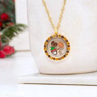 Vente en gros de pendentif de phase en alliage de cuivre style rétro punk avec zircon chaîne clavicule transparente plaquée or pour enfants bricolage
