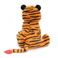 Peluche tigre de 30 cm avec rayures noires, nez rouge et patins à motif cœur, personnage de la jungle assis