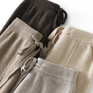 Pantaloni <span class=keywords><strong>Donna</strong></span> Autunno Inverno a Vita Alta Caldi in Maglia a Gamba Larga Dritti Nuovi Stile Coreano Tinta Unita Ampi Casual in <span class=keywords><strong>Lana</strong></span> con Design a Gamba Larga - Product Image 3