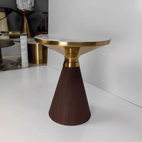 XTCFZ-009 Moderne Gold-Edelstahlbeine Marmorplatte runder Wohnzimmer-Haushaltsmöbel Luxus Seiten-Center Couchtisch