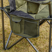 Chaise de pêche ergonomique pliable multi-poches avec appui-tête rembourré et cadre en acier robuste pour la pêche en lac et en bord de mer
