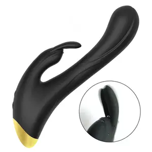 2021 USB Charging Silicone Two Head Moving Mode Jack Happy Rotating Mini Lily Black Rabbit Vibrator