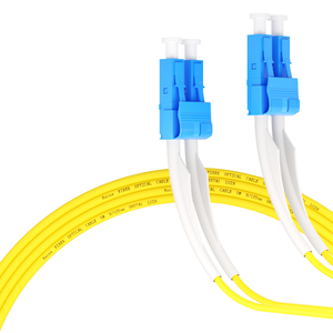 Cavo Patch in Fibra Ottica da 1m (3ft) 2 Fibre LC UPC Duplex a LC UPC Duplex Single Mode (OS2) Riser (OFNR) 2.0mm con Buffer Stretto Giallo - Product Image 2