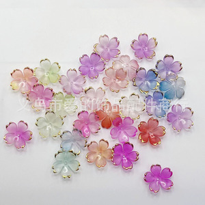 Acrylic Cherry Blossom 19mm Gold Edge Flower Petal Gradient DIY Handmade Accessories Flat Plate Laser Engraved Plastic Resin - Product Image 2