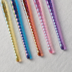 5Pcs Colorful Crystal Handle Nail Art Flat Brush <b>Set</b> <b>Crimped</b> Ferrule Macaron UV Gel Painting Pens - Product Image 6