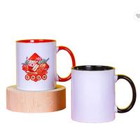 Tasse à Café en Céramique pour Sublimation, Vente en Gros, Haute Qualité, 11 oz, Intérieur Couleur avec Anse Colorée